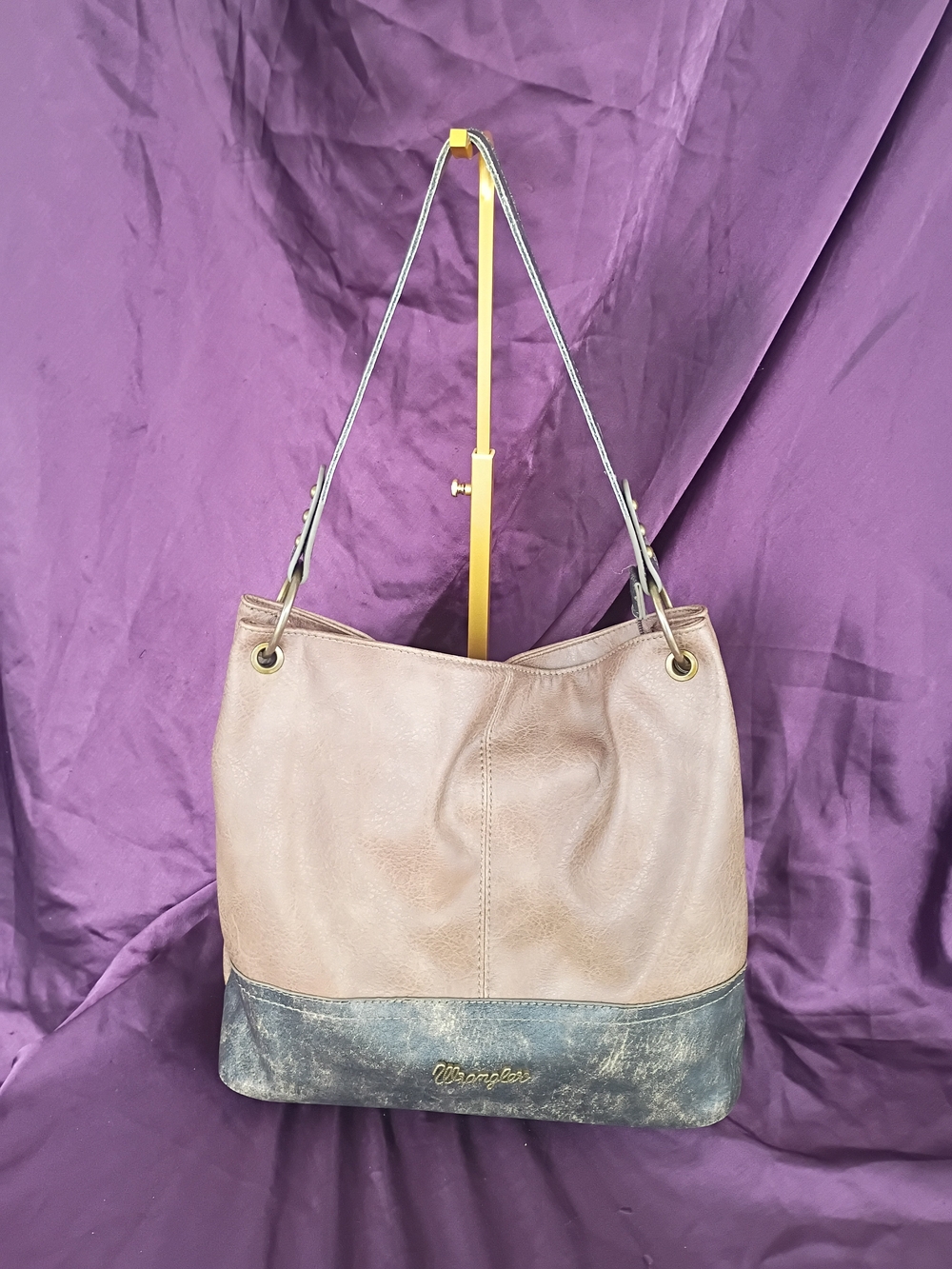 Wrangler Two-Tone Leather Tote Bag in Brown and Black